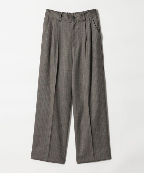conte＞ストライプ ヘリンボーン タック ワイドパンツ（スラックス
