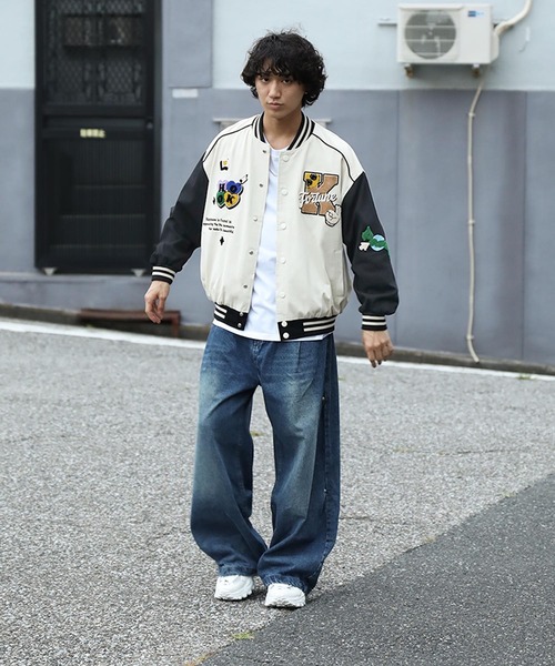 セール】HOOK -original- アメカジサガラ刺繍スタジャンジャケット