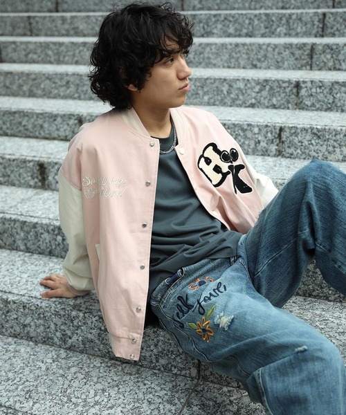 セール】HOOK -original- アメカジサガラ刺繍スタジャンジャケット