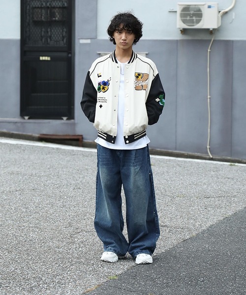 セール】HOOK -original- アメカジサガラ刺繍スタジャンジャケット