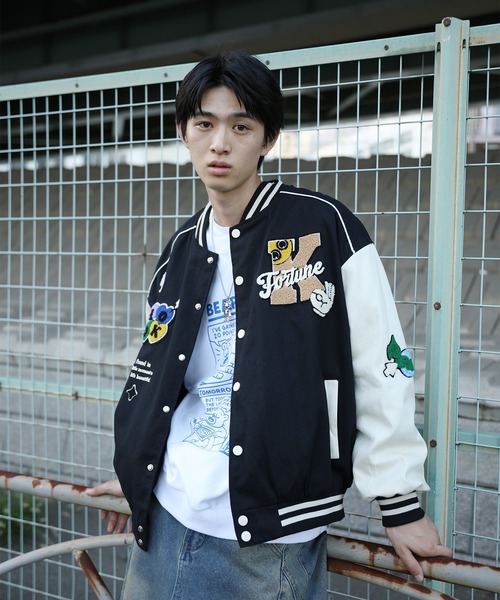 セール】HOOK -original- アメカジサガラ刺繍スタジャンジャケット