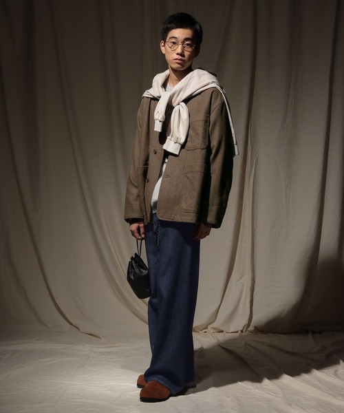 niko and...（ニコアンド）の「ウォッシュツイードワークジャケット（テーラードジャケット・メンズ・ダークブラウン/ベージュ・MEDIUM/LARGE）」の4枚目の写真