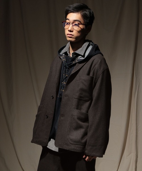 niko and...（ニコアンド）の「ウォッシュツイードワークジャケット（テーラードジャケット・メンズ・ダークブラウン/ベージュ・MEDIUM/LARGE）」の14枚目の写真