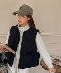 Ritzy | コーデュロイ ノーカラー エコダウンベスト(ダウンベスト)