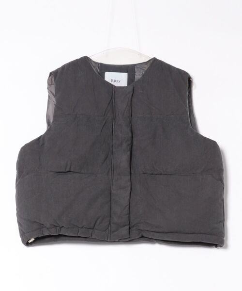 セール】コーデュロイ ノーカラー エコダウンベスト（ダウンベスト