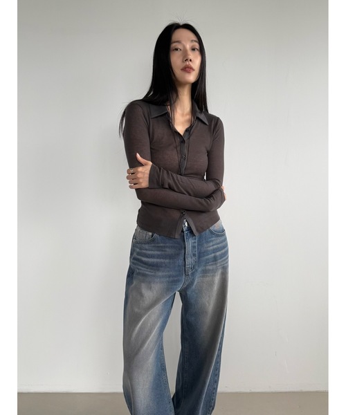 Didot.showroom(ディドット ショールーム)の「テンセルシアーカラーT(Tシャツ/カットソー・レディース・チャコール/ベージュ/アイボリー/ブラック・FREE)」の12枚目の写真