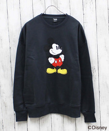 メンズ MICKEY MOUSE ミッキー　裏起毛 オーバーサイズトレーナー