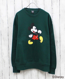 メンズ MICKEY MOUSE ミッキー　裏起毛 オーバーサイズトレーナー
