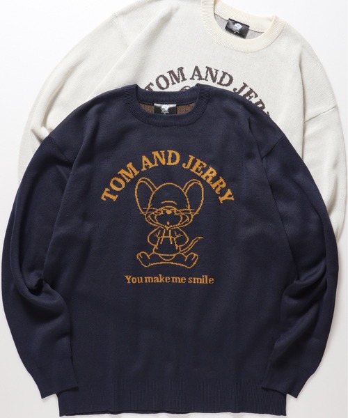 Tom&Jerry(トムアンドジェリー)の「【TOM & JERRY/トムとジェリー】ジャガードクルーネックニット(ニット/セーター・レディース・スミクロ/ネイビー/グレイッシュベージュ/オフホワイト・MEDIUM/LARGE)」の4枚目の写真