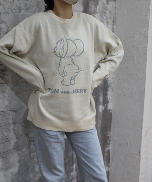 Tom&Jerry(トムアンドジェリー)の「【TOM & JERRY/トムとジェリー】ジャガードクルーネックニット(ニット/セーター・レディース・スミクロ/ネイビー/グレイッシュベージュ/オフホワイト・MEDIUM/LARGE)」の19枚目の写真