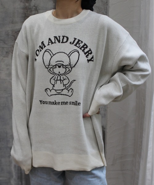 Tom&Jerry(トムアンドジェリー)の「【TOM & JERRY/トムとジェリー】ジャガードクルーネックニット(ニット/セーター・レディース・スミクロ/ネイビー/グレイッシュベージュ/オフホワイト・MEDIUM/LARGE)」の11枚目の写真