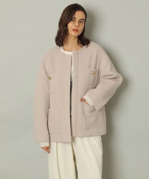 最終値下げCADUNE ノーカラーポケットコート ノーカラーポケットコート（ダウンジャケット/コート）｜CADUNE