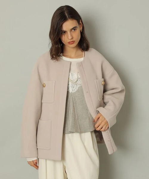 ノーカラーポケットコート（ダウンジャケット/コート）｜CADUNE