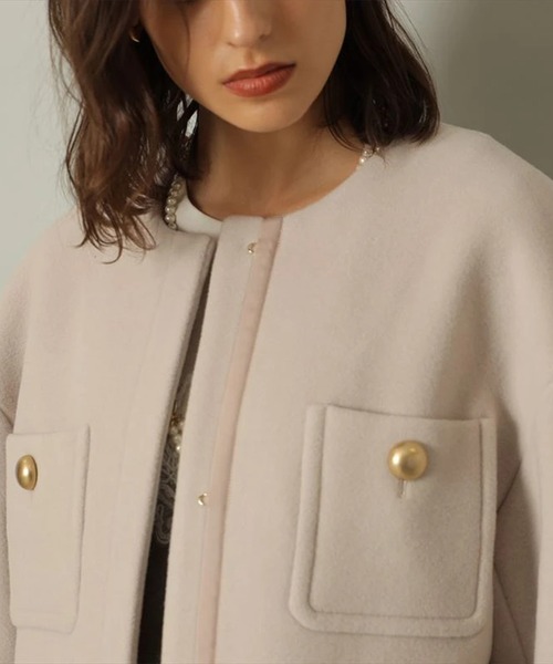 CADUNE（カデュネ）の「ノーカラーポケットコート（ダウンジャケット