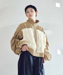 MEDE19F 異素材遣いギャザーブルゾン〈ベージュ〉