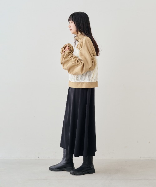 MEDE19F(メデジュウキュウ)の「MEDE19F 異素材遣いギャザーブルゾン〈ベージュ〉(ブルゾン・レディース・ベージュ系その他・L/M/LL)」の3枚目の写真
