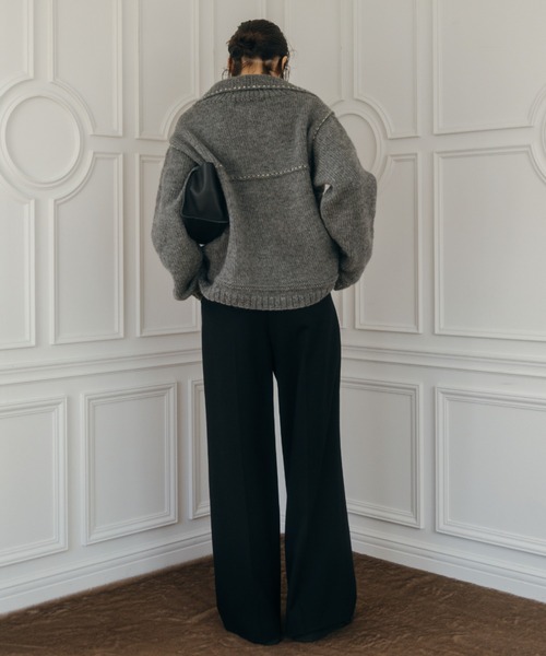 CREDONA（クレドナ）の「【Nepal】 BLANKET KNIT JACKET/ブランケットニットジャケット（カーディガン/ボレロ・レディース・グレー/ブルー/アイボリー・FREE）」の12枚目の写真