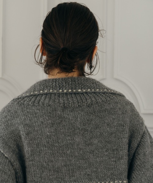 CREDONA（クレドナ）の「【Nepal】 BLANKET KNIT JACKET/ブランケットニットジャケット（カーディガン/ボレロ・レディース・グレー/ブルー/アイボリー・FREE）」の9枚目の写真