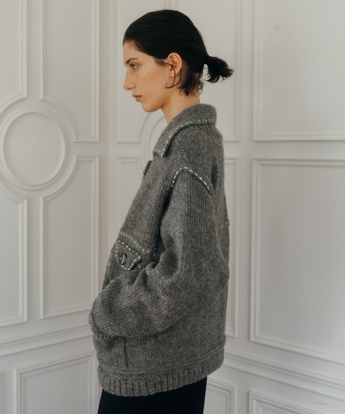 CREDONA（クレドナ）の「【Nepal】 BLANKET KNIT JACKET/ブランケットニットジャケット（カーディガン/ボレロ・レディース・グレー/ブルー/アイボリー・FREE）」の10枚目の写真