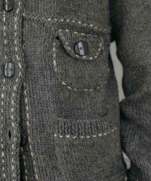 CREDONA（クレドナ）の「【Nepal】 BLANKET KNIT JACKET/ブランケットニットジャケット（カーディガン/ボレロ・レディース・グレー/ブルー/アイボリー・FREE）」の16枚目の写真