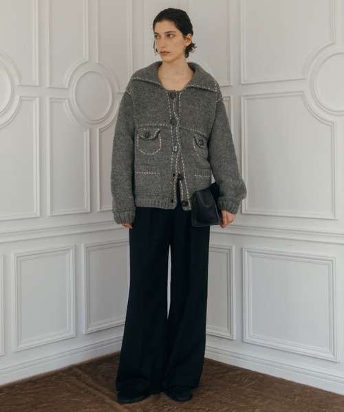 CREDONA（クレドナ）の「【Nepal】 BLANKET KNIT JACKET/ブランケットニットジャケット（カーディガン/ボレロ・レディース・グレー/ブルー/アイボリー・FREE）」の11枚目の写真