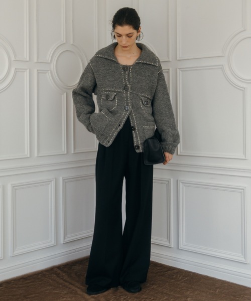 CREDONA（クレドナ）の「【Nepal】 BLANKET KNIT JACKET/ブランケットニットジャケット（カーディガン/ボレロ・レディース・グレー/ブルー/アイボリー・FREE）」の13枚目の写真