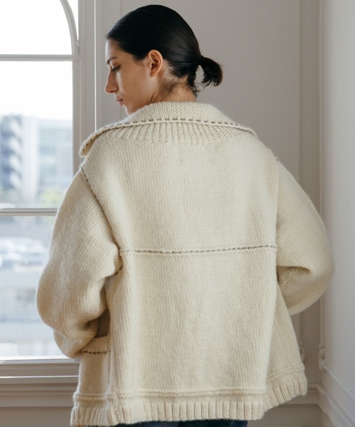 CREDONA（クレドナ）の「【Nepal】 BLANKET KNIT JACKET/ブランケットニットジャケット（カーディガン/ボレロ・レディース・グレー/ブルー/アイボリー・FREE）」の19枚目の写真