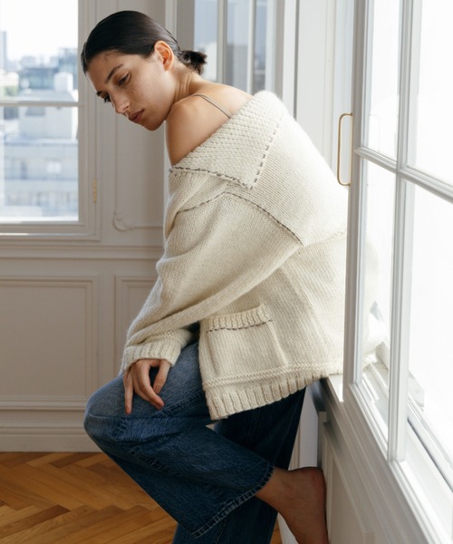 CREDONA（クレドナ）の「【Nepal】 BLANKET KNIT JACKET/ブランケットニットジャケット（カーディガン/ボレロ・レディース・グレー/ブルー/アイボリー・FREE）」の17枚目の写真