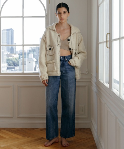 CREDONA（クレドナ）の「【Nepal】 BLANKET KNIT JACKET/ブランケットニットジャケット（カーディガン/ボレロ・レディース・グレー/ブルー/アイボリー・FREE）」の7枚目の写真