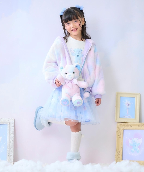 メゾピアノ　リバーシブルどうぶつ フェイクファーブルゾン　ブルー　140 新品 mezzo piano ブルゾン アウター 「一部予約商品」リバーシブル