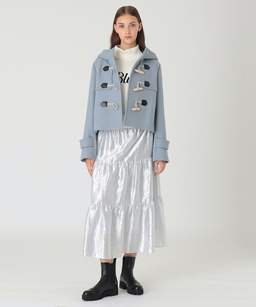 BLUE LABEL CRESTBRIDGE（ブルーレーベルクレストブリッジ）の「ツイルメルトンショートダッフルコート（ダッフルコート・レディース・オフホワイト/ブルー系その他2/ダークネイビー・38/36）」の11枚目の写真