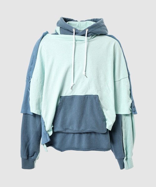 FACETASM(ファセッタズム)の「LAYERD HOODIE(パーカー・メンズ・ネイビー/チャコールグレー/ブルー系その他・4/3)」の3枚目の写真