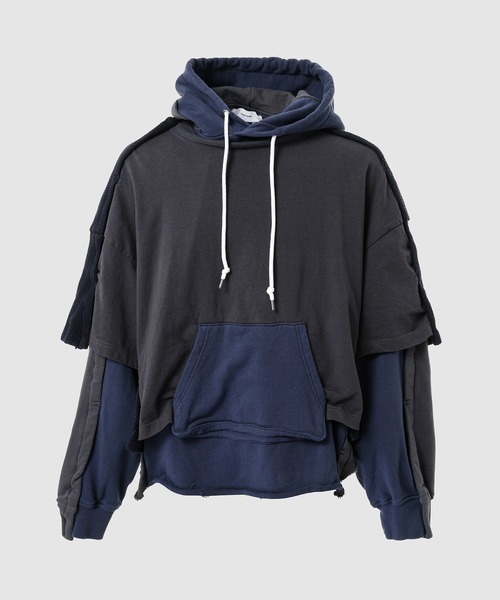 FACETASM(ファセッタズム)の「LAYERD HOODIE(パーカー・メンズ・ネイビー/チャコールグレー/ブルー系その他・4/3)」の2枚目の写真