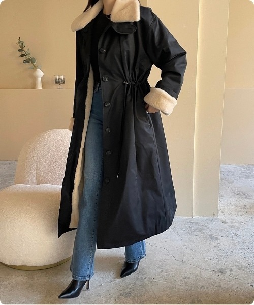 【専用です】LOVELESS ロングコートブラック定価39000円ムートンコート セール】ぬくもりに包まれるボアロングコート（ムートンコート