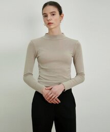 [ESSENTIAL] HALF TURTLENECK SLIM TOP_BEIGE
