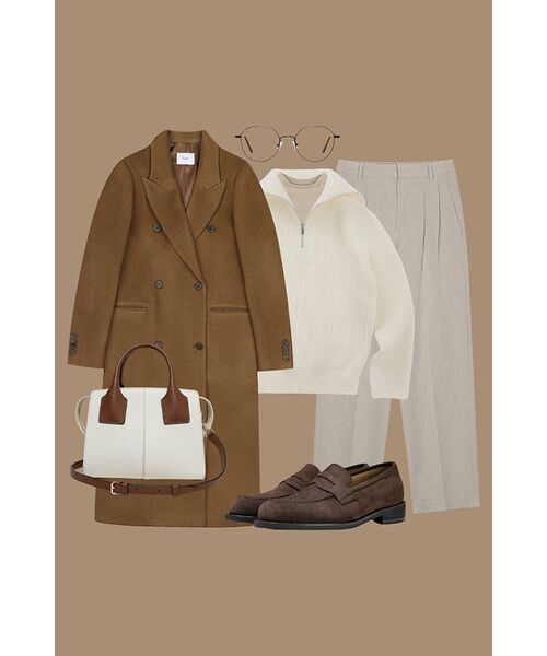 NICK&NICOLE（ニックアンドニコール）の「[ESSENTIAL] HALF TURTLENECK SLIM TOP_BEIGE（Tシャツ/カットソー・レディース・その他・FREE）」の2枚目の写真
