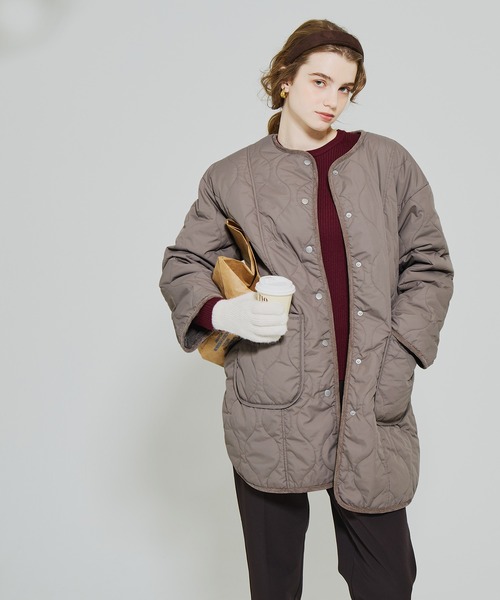 coca（coca）（コカ）の「リバーシブルファーキルティングミドルコート（その他アウター・レディース・ブラック/グレイッシュベージュ/ライトベージュ・L/M/S）」の6枚目の写真