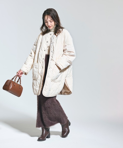 coca（coca）（コカ）の「リバーシブルファーキルティングミドルコート（その他アウター・レディース・ブラック/グレイッシュベージュ/ライトベージュ・L/M/S）」の10枚目の写真