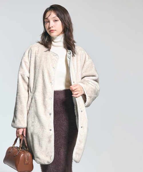 coca（coca）（コカ）の「リバーシブルファーキルティングミドルコート（その他アウター・レディース・ブラック/グレイッシュベージュ/ライトベージュ・L/M/S）」の12枚目の写真