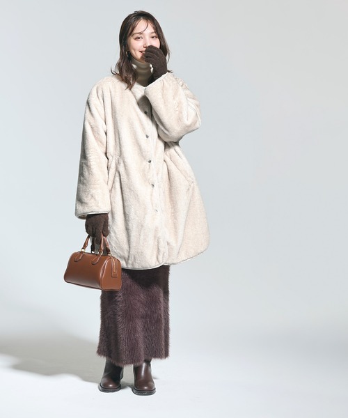 coca（coca）（コカ）の「リバーシブルファーキルティングミドルコート（その他アウター・レディース・ブラック/グレイッシュベージュ/ライトベージュ・L/M/S）」の14枚目の写真