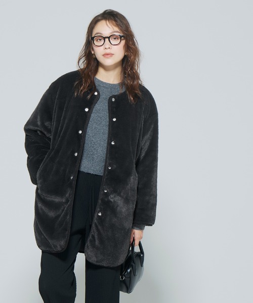 coca（coca）（コカ）の「リバーシブルファーキルティングミドルコート（その他アウター・レディース・ブラック/グレイッシュベージュ/ライトベージュ・L/M/S）」の17枚目の写真