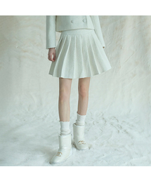 Daphne Tweed Pleated Skirt IVORY