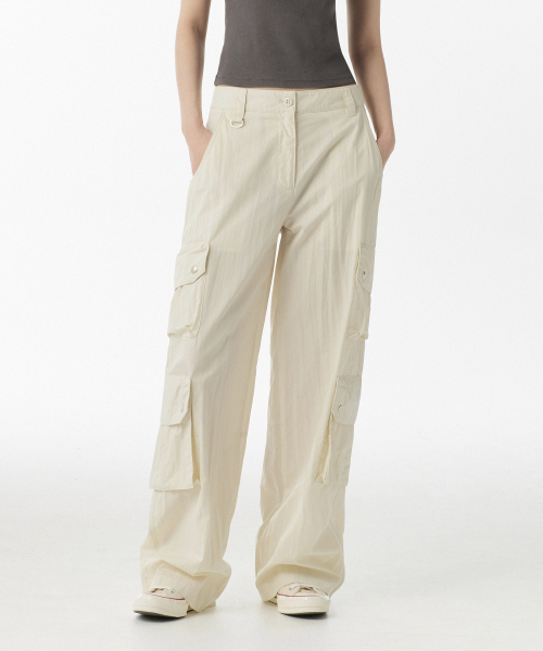 セール】ウィメンズ CN マルチポケットワイドカーゴパンツ [クリーム