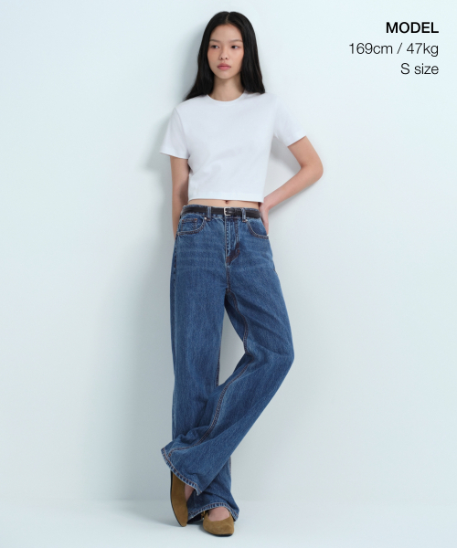 MUSINSA STANDARD WOMAN（ムシンサスタンダードウーマン）の「ウィメンズクルーネッククロップTシャツ[ホワイト]（Tシャツ/カットソー・レディース・その他・SMALL/MEDIUM/LARGE/X-LARGE/X-SMALL）」の2枚目の写真