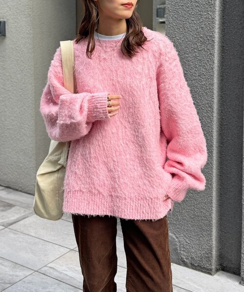 CPCM（シーピーシーエム）の「MIX糸モヘアライクニット（ニット/セーター・レディース・アイボリー/カーキ/ダークブルー/ネイビー/ピンク/ブラウン・FREE）」の6枚目の写真