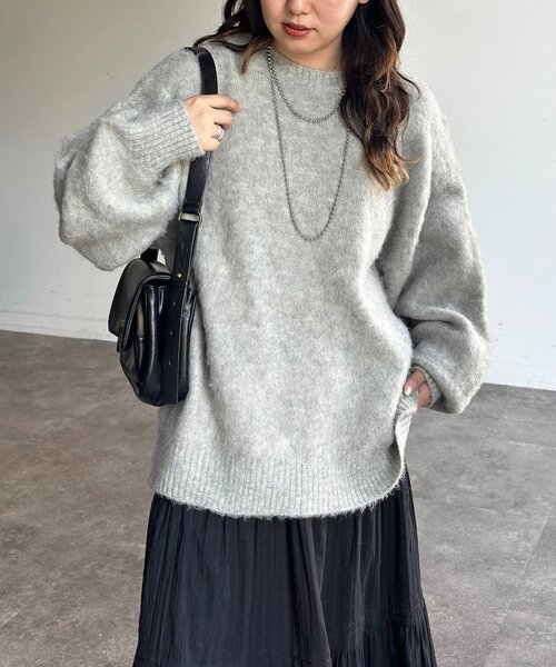 CPCM（シーピーシーエム）の「MIX糸モヘアライクニット（ニット/セーター・レディース・アイボリー/カーキ/ダークブルー/ネイビー/ピンク/ブラウン・FREE）」の2枚目の写真
