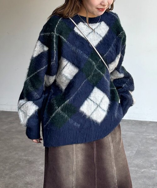 CPCM（シーピーシーエム）の「MIX糸モヘアライクニット（ニット/セーター・レディース・アイボリー/カーキ/ダークブルー/ネイビー/ピンク/ブラウン・FREE）」の9枚目の写真