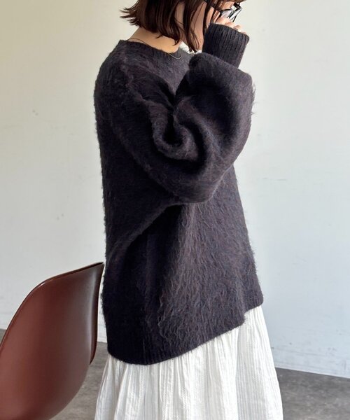 CPCM（シーピーシーエム）の「MIX糸モヘアライクニット（ニット/セーター・レディース・アイボリー/カーキ/ダークブルー/ネイビー/ピンク/ブラウン・FREE）」の14枚目の写真