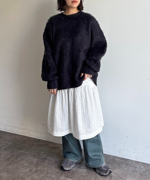 CPCM（シーピーシーエム）の「MIX糸モヘアライクニット（ニット/セーター・レディース・アイボリー/カーキ/ダークブルー/ネイビー/ピンク/ブラウン・FREE）」の16枚目の写真