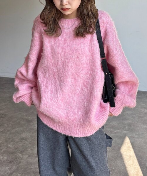 CPCM（シーピーシーエム）の「MIX糸モヘアライクニット（ニット/セーター・レディース・アイボリー/カーキ/ダークブルー/ネイビー/ピンク/ブラウン・FREE）」の21枚目の写真